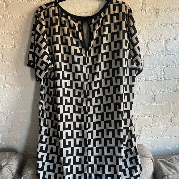 Boohoo monochrome black and white woven shift dress sz 14 - Picture 5 of 10